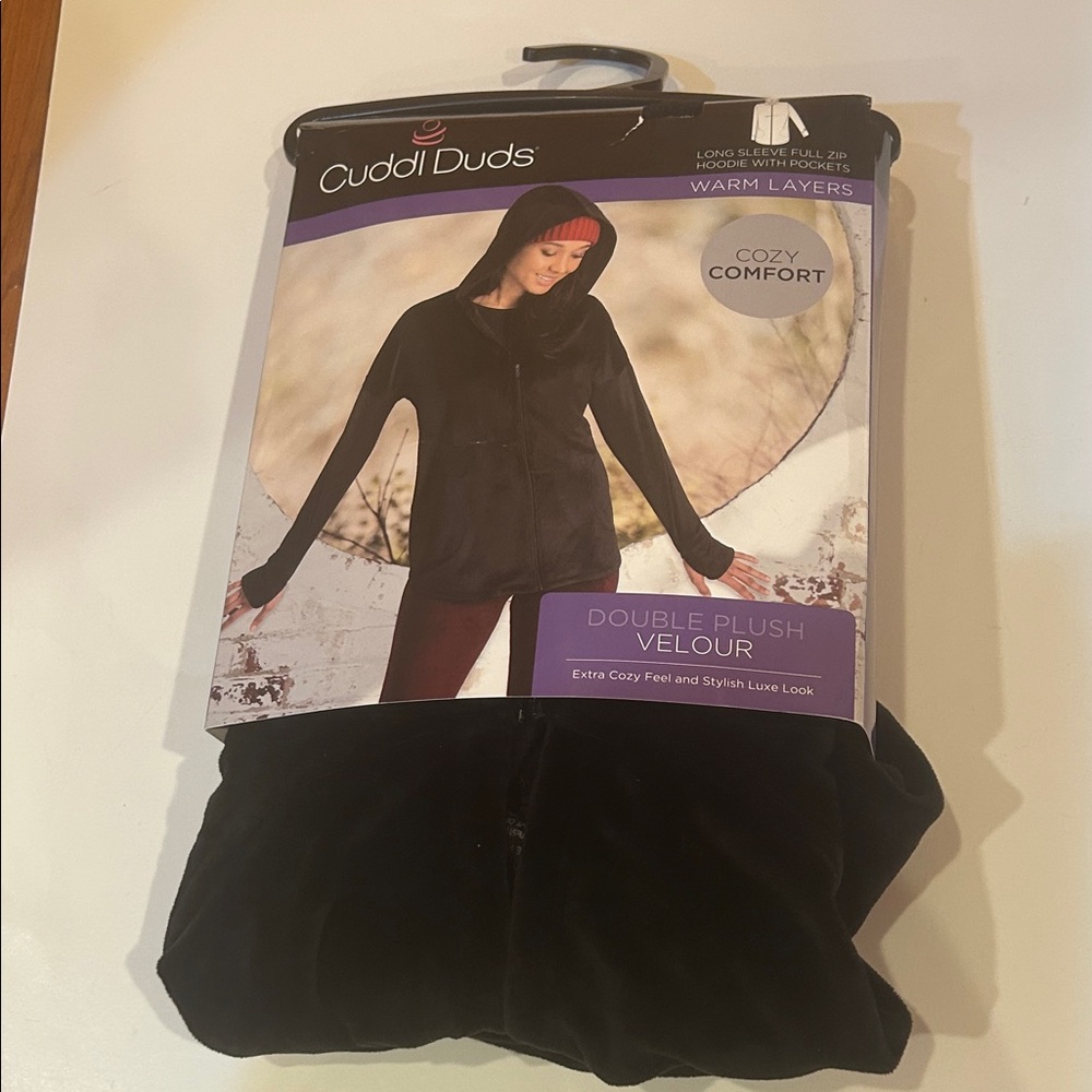 Cuddl Duds Black Velour Warm Layers Jacket Sz S NWT 🎄🎅🎄🎅